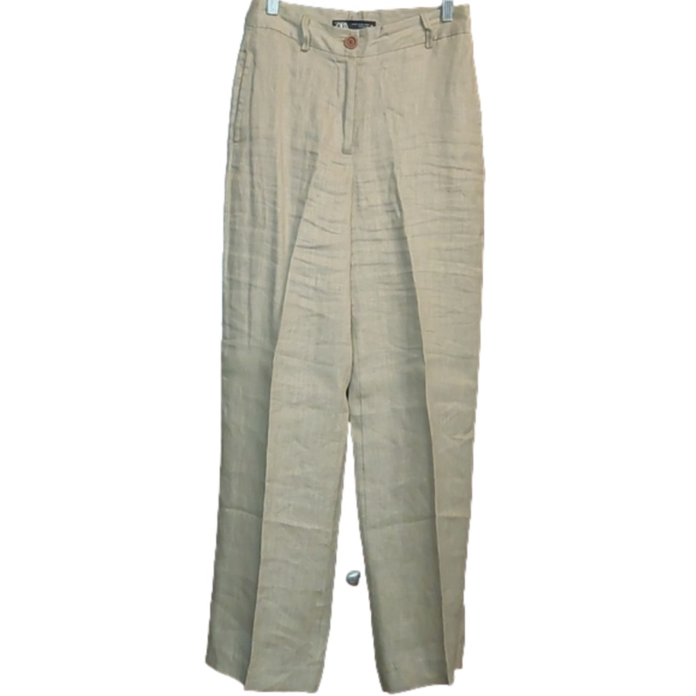 ZARA WOMEN 100% linen high waist pants